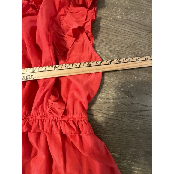 Easel Medium Red Flutter Sleeve Tired V Neck Dress Boho Fairy Romantic Party - Picture 7 of 14